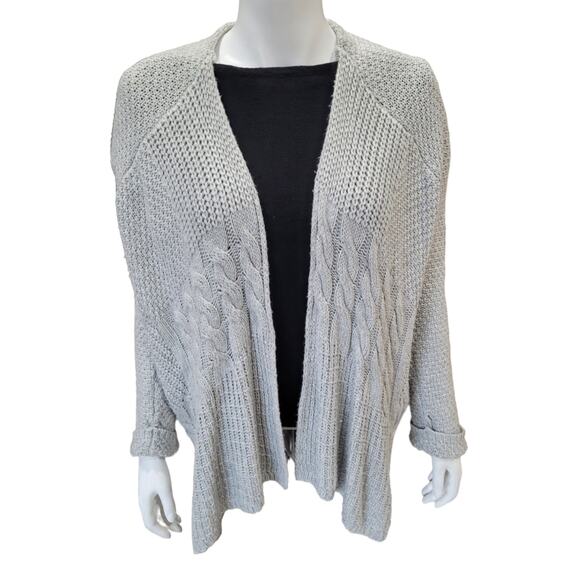 Sam Edelman Sarita Gray Mixed Knit Long Cardigan Sweater Women’s Small Oversized - Picture 1 of 10